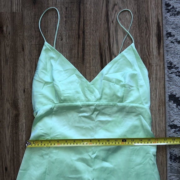 NEW!! HP 🥳🥳🥳 Zara Satin Light Green Cutout Dress - Picture 6 of 9